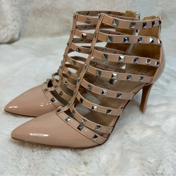 Mix No. 6 Danela Pumps Sugar Maple Beige Studded Straps Stiletto Heels Size 9 - Picture 8 of 10